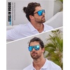 image:imageDUCO Trendy Square Sunglasses for Men Women Flat Top Shield Shades Oversized Carbon Fiber Polarized Sun Glasses DC8209Black Frame Revo Blue Lens