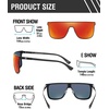 image:imageDUCO Trendy Square Sunglasses for Men Women Flat Top Shield Shades Oversized Carbon Fiber Polarized Sun Glasses DC8209Black Frame Revo Red Lens