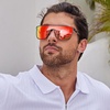 image:imageDUCO Trendy Square Sunglasses for Men Women Flat Top Shield Shades Oversized Carbon Fiber Polarized Sun Glasses DC8209Black Frame Revo Red Lens