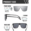 image:imageDUCO Trendy Square Sunglasses for Men Women Flat Top Shield Shades Oversized Carbon Fiber Polarized Sun Glasses DC8209Black Frame Silver Lens