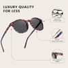 image:imageDUCO Womens Trendy Retro Round Acetate Polarized Sunglasses UV400 99 Glare Block Lightweight for Daily amp Outdoor2 Candy Phoenix Frame Grey Lens