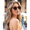 image:imageDUCO Womens Trendy Retro Round Acetate Polarized Sunglasses UV400 99 Glare Block Lightweight for Daily amp Outdoor4 Tortoise Frame Grey Lens