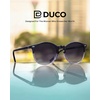 image:imageDUCO Womens Trendy Retro Round Acetate Polarized Sunglasses UV400 99 Glare Block Lightweight for Daily amp Outdoor5 Dark Blue Frame Blue Lens