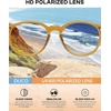 image:imageDUCO Womens Trendy Retro Round Acetate Polarized Sunglasses UV400 99 Glare Block Lightweight for Daily amp Outdoor6 Transparent Brown Frame Brown Lens
