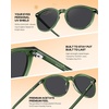image:imageDUCO Womens Trendy Retro Round Acetate Polarized Sunglasses UV400 99 Glare Block Lightweight for Daily amp Outdoor6 Transparent Green Frame Grey Lens