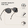 image:imageDUCO Womens Trendy Retro Round Acetate Polarized Sunglasses UV400 99 Glare Block Lightweight for Daily amp Outdoor8 Black Tortoise Frame Grey Lens