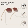 image:imageDUCO Womens Trendy Retro Round Acetate Polarized Sunglasses UV400 99 Glare Block Lightweight for Daily amp OutdoorBeige Frame Brown Lens