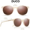 image:imageDUCO Womens Trendy Retro Round Acetate Polarized Sunglasses UV400 99 Glare Block Lightweight for Daily amp OutdoorBeige Frame Brown Lens