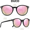 image:imageDUCO Womens Trendy Retro Round Acetate Polarized Sunglasses UV400 99 Glare Block Lightweight for Daily amp OutdoorBlack Frame Revo Pink Mirror