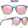 image:imageDUCO Womens Trendy Retro Round Acetate Polarized Sunglasses UV400 99 Glare Block Lightweight for Daily amp OutdoorBlue Tortoise Frame Pink Mirror