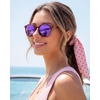 image:imageDUCO Womens Trendy Retro Round Acetate Polarized Sunglasses UV400 99 Glare Block Lightweight for Daily amp OutdoorBrown Tortoise Frame Revo Purple Mirror