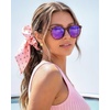 image:imageDUCO Womens Trendy Retro Round Acetate Polarized Sunglasses UV400 99 Glare Block Lightweight for Daily amp OutdoorBrown Tortoise Frame Revo Purple Mirror