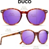 image:imageDUCO Womens Trendy Retro Round Acetate Polarized Sunglasses UV400 99 Glare Block Lightweight for Daily amp OutdoorBrown Tortoise Frame Revo Purple Mirror