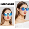 image:imageDUCO Womens Trendy Retro Round Acetate Polarized Sunglasses UV400 99 Glare Block Lightweight for Daily amp OutdoorCatalina Blue Frame Revo Blue Mirror