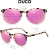 image:imageDUCO Womens Trendy Retro Round Acetate Polarized Sunglasses UV400 99 Glare Block Lightweight for Daily amp OutdoorGrey Tortoise Frame Revo Pink Mirror