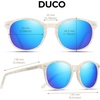 image:imageDUCO Womens Trendy Retro Round Acetate Polarized Sunglasses UV400 99 Glare Block Lightweight for Daily amp OutdoorMermaid White Frame Revo Blue Lens