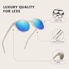 image:imageDUCO Womens Trendy Retro Round Acetate Polarized Sunglasses UV400 99 Glare Block Lightweight for Daily amp OutdoorMermaid White Frame Revo Blue Lens