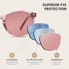 image:imageDUCO Womens Trendy Retro Round Acetate Polarized Sunglasses UV400 99 Glare Block Lightweight for Daily amp OutdoorPink Stripe Frame Pink Lens
