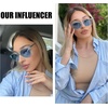 image:imageDUCO Womens Trendy Retro Round Acetate Polarized Sunglasses UV400 99 Glare Block Lightweight for Daily amp OutdoorTransparent Blue Frame Blue Lens