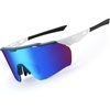 image:imageDUCO Nonpolarized Cycling Glasses UV400 Protection Running Shades DC0038Blue Frame White Temple Revo Blue Lens