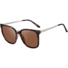 image:imageDUCO Oversized Polarized Sunglasses for Women Trendy Mirrored Shades Retro Square Light Weight UV400 Sun Glasses W01616 Grey Tortoise Frame Brown Lens