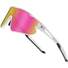 image:imageDUCO Polarized Sports Sunglasses for Men Women DC0023  UV400 Protection Beach Volleyball Sunglasses Flexible TR90 Frame Wrap Around Glasses for Baseball Softball Running12white Black Revo Pink