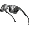 image:imageDUCO Polarized Sunglasses Men Lightweight AlMg Carbon Fiber Rectangle Sunglasses for Men UV400 Protection Sun Glasses 8206B Gunmetal Frame Black Temple Grey Lens