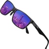 image:imageDUCO Polarized Sunglasses Men Lightweight AlMg Carbon Fiber Rectangle Sunglasses for Men UV400 Protection Sun Glasses 8206Black Frame Black Frame Revo Purple Lens