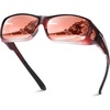 image:imageDUCO Polarized Wraparound Fitover Glasses Wear Over Sunglasses for Men Women UV Protection Sun Glasses 895408 Wine Red Frame Brown Lens