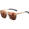 image:imageDUCO Retro Polarized Sunglasses for Men UV400 Protection Mens Sun Glasses Vintage Shades with Lightweight ALMG Frame DC3052Golden Frame Brown Lens