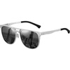 image:imageDUCO Retro Polarized Sunglasses for Men UV400 Protection Mens Sun Glasses Vintage Shades with Lightweight ALMG Frame DC3052Silver Frame Grey Lens