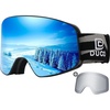 image:imageDUCO Ski Goggles Snowboard for Men WomenOTG Lightweight Winter Snowmobile Snow Goggles AntiFog 100 UV Protection DCS001Black Frame Revo Bluesilver Lens