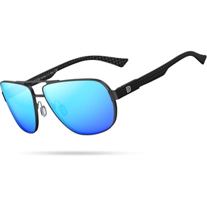 image:imageDUCO Aviator Sunglasses for Men Women Carbon Fiber Polarized Sunglasses Men UV Protection for Driving Golf Fishing 3051Black Frame Blue Lens