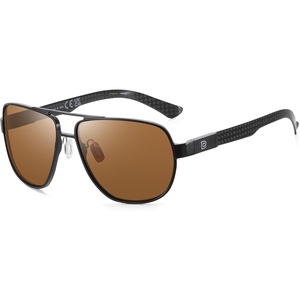 image:imageDUCO Aviator Sunglasses for Men Women Carbon Fiber Polarized Sunglasses Men UV Protection for Driving Golf Fishing 3051Black Frame Brown Lens
