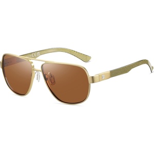 image:imageDUCO Aviator Sunglasses for Men Women Carbon Fiber Polarized Sunglasses Men UV Protection for Driving Golf Fishing 3051Gold Frame Brown Lens