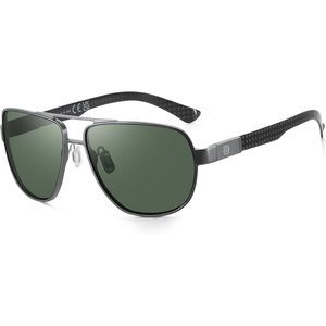 image:imageDUCO Aviator Sunglasses for Men Women Carbon Fiber Polarized Sunglasses Men UV Protection for Driving Golf Fishing 3051Gunmetal Frame Green Lens