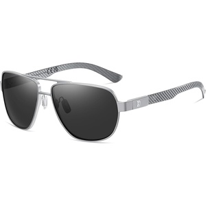 image:imageDUCO Aviator Sunglasses for Men Women Carbon Fiber Polarized Sunglasses Men UV Protection for Driving Golf Fishing 3051Silver Frame Grey Lens