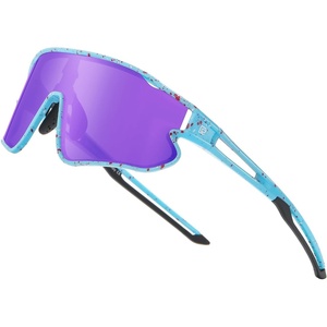 image:imageDUCO Kids Youth Baseball Sunglasses for Boys Girls Age 816 Polarized UV400 Protection Sports Cycling Glasses DK268Light Blue Frame Red White Dot Black Temple Revo Purple Lens