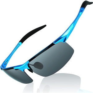 image:imageDUCO Mens Sports Polarized Sunglasses UV Protection Sunglasses for Men 8177sBlue Frame Gray Lens