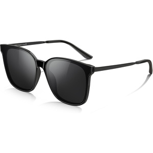 image:imageDUCO Oversized Polarized Sunglasses for Women Trendy Mirrored Shades Retro Square Light Weight UV400 Sun Glasses W01603 Black Frame Grey Lens