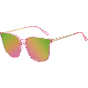 image:imageDUCO Oversized Polarized Sunglasses for Women Trendy Mirrored Shades Retro Square Light Weight UV400 Sun Glasses W01607 Pink Frame Colorful Lens