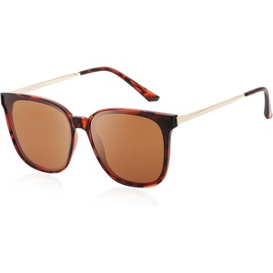 image:imageDUCO Oversized Polarized Sunglasses for Women Trendy Mirrored Shades Retro Square Light Weight UV400 Sun Glasses W01611 Tortoise Frame Brown Lens