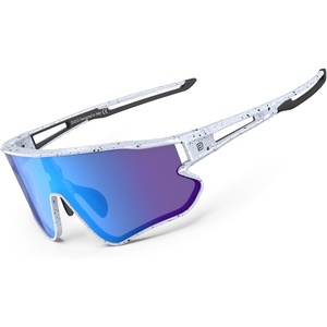 image:imageDUCO Polarized Sports Sunglasses for Men Women DC0023  UV400 Protection Beach Volleyball Sunglasses Flexible TR90 Frame Wrap Around Glasses for Baseball Softball Running01white Black Revo Blue