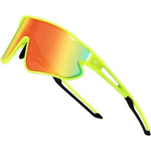 image:imageDUCO Polarized Sports Sunglasses for Men Women DC0023  UV400 Protection Beach Volleyball Sunglasses Flexible TR90 Frame Wrap Around Glasses for Baseball Softball Running11green Black Revo Orange