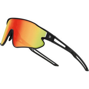 image:imageDUCO Polarized Sports Sunglasses for Men Women DC0023  UV400 Protection Beach Volleyball Sunglasses Flexible TR90 Frame Wrap Around Glasses for Baseball Softball Running03black Black Revo Orange