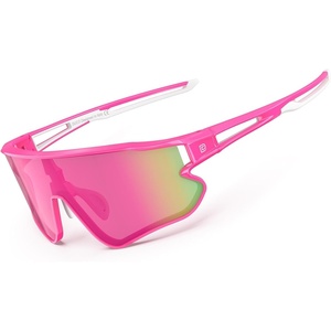 image:imageDUCO Polarized Sports Sunglasses for Men Women DC0023  UV400 Protection Beach Volleyball Sunglasses Flexible TR90 Frame Wrap Around Glasses for Baseball Softball Running08pink White Rove Pink