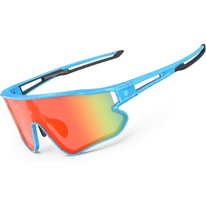 image:imageDUCO Polarized Sports Sunglasses for Men Women DC0023  UV400 Protection Beach Volleyball Sunglasses Flexible TR90 Frame Wrap Around Glasses for Baseball Softball Running04blue Black Revo Orange
