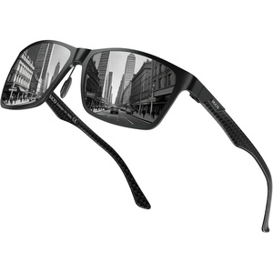 image:imageDUCO Polarized Sunglasses Men Lightweight AlMg Carbon Fiber Rectangle Sunglasses for Men UV400 Protection Sun Glasses 8206A Black Frame Black Temple Grey Lens