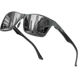 image:imageDUCO Polarized Sunglasses Men Lightweight AlMg Carbon Fiber Rectangle Sunglasses for Men UV400 Protection Sun Glasses 8206B Gunmetal Frame Black Temple Grey Lens