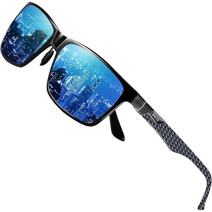 image:imageDUCO Polarized Sunglasses Men Lightweight AlMg Carbon Fiber Rectangle Sunglasses for Men UV400 Protection Sun Glasses 8206Black Frame Black Blue Temple Revo Blue Lens